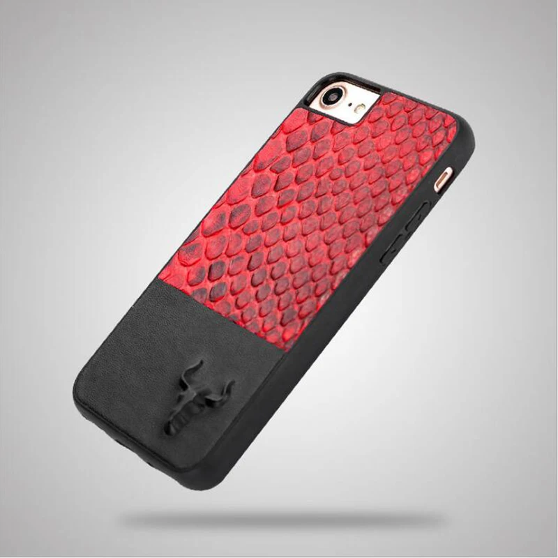 

Natural Real Genuine Leather Cover Case For iPhone 7 8 X XR Xs Max case Python Skin Snake Design Plus Mobile Phone Case dropship