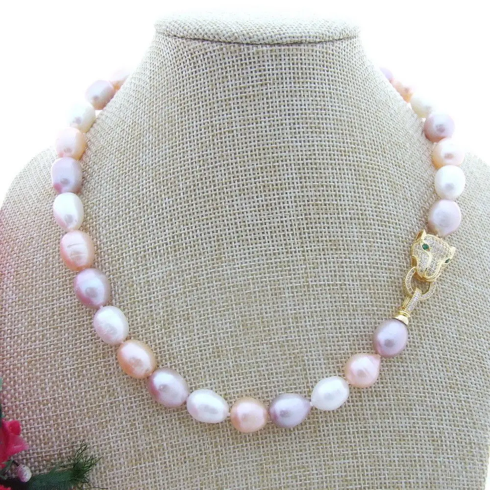 

Natural NEW freshwater pearl 10-11mm Multi Color Rice Pearl Necklace 18