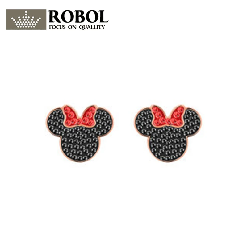 

ROBOL Cute Mouse Earrings Earrings European and American female jewelr High Version Making 1:1 Copy Jewelry For Women