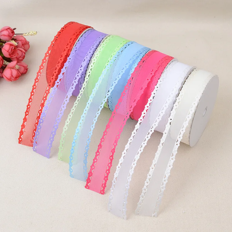 

New Ribbon DIY Decorative Material Accessories Solid Color Color Nail Lace Embossed Transparent Ribbon Clothing Bag Accessories