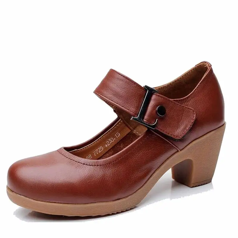 Демисезонная обувь; женские туфли-лодочки из натуральной кожи; женские кожаные туфли с круглым носком на платформе; размеры 32-42