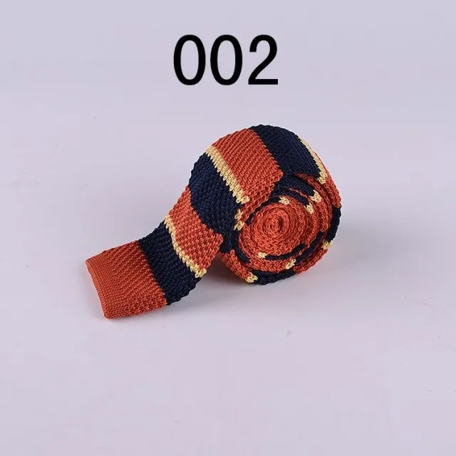 

Fashion Knittedtie Personality Black with Orange Striped Adult Knittedties High Quality Knit Men Tie For Party 002