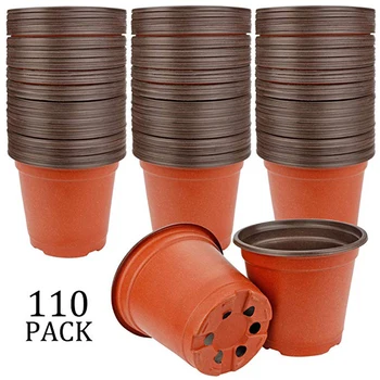 

110 Pcs 4" Plastic Plants Nursery Pot,Seed Starting Pots