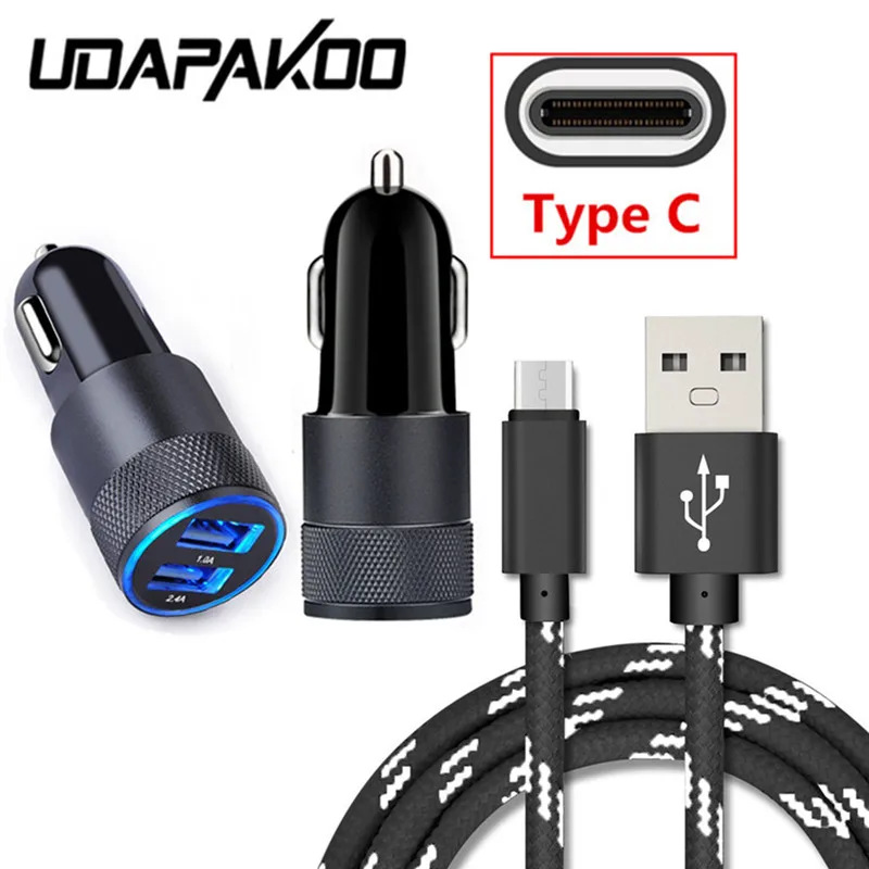 المزدوج USB 2.1A المعادن سريع شاحن سيارة + نوع C USB ل samsung غالاكسي s8 s9 a50 oneplus 5 t 7 lg g6 honor 9 ل شياو mi a2 mi max 2