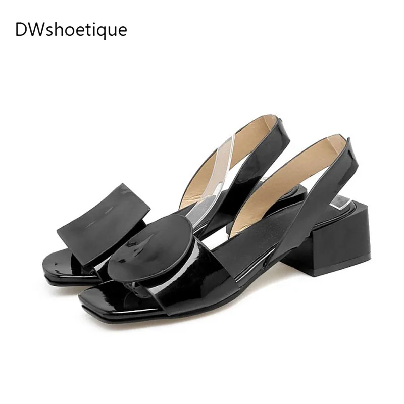 

New big size summer women sandals chunky heel slip on peep toe women sandals