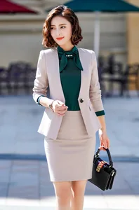 IZICFLY New Business Beige Spring Clothes for Ladies Office Uniform Blazer Work Suit Styles Formal Women Suits Skirts and Tops