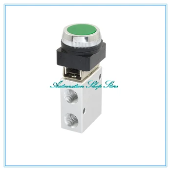 

JM-322PP 13mm Thread 3/2 Way Green Flat Push Button Pneumatic Mechanical Valve