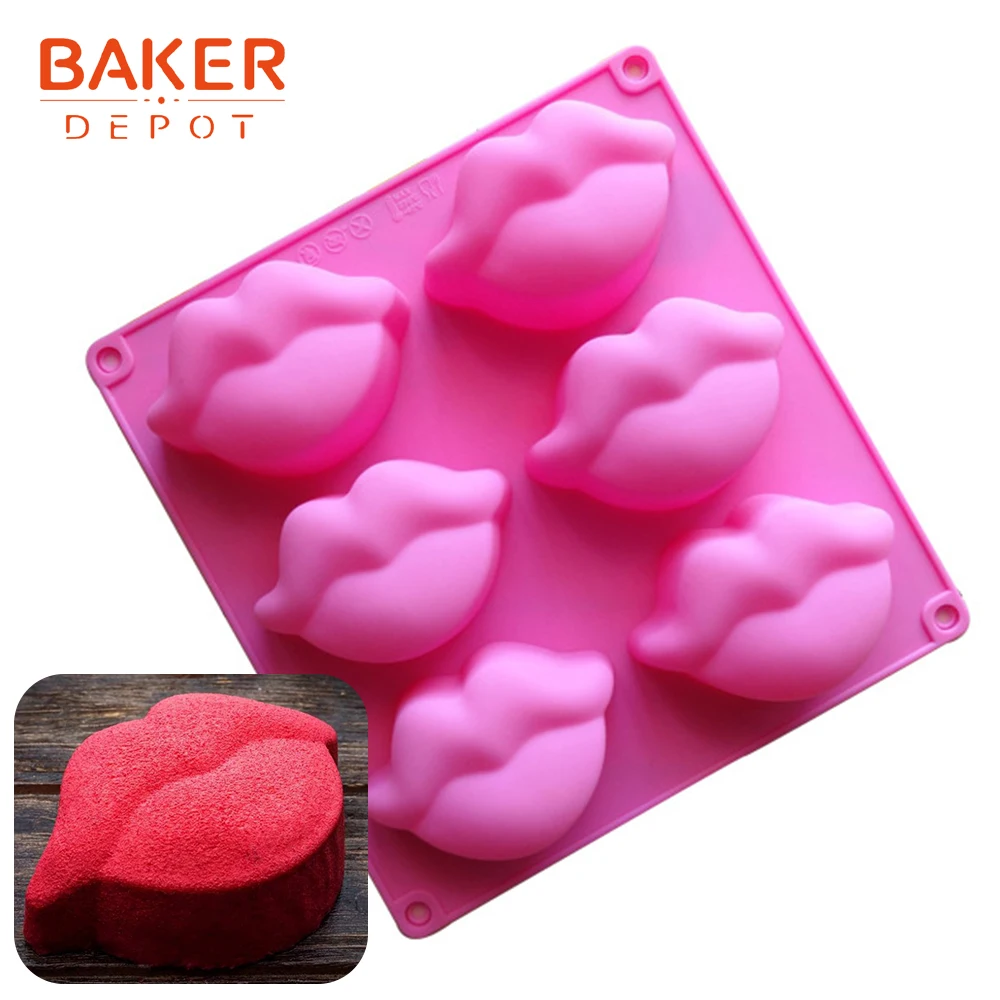 BAKER DEPOT силиконовая форма для выпечки, формочка в форме губ, формы для мыла, формы для пудинга, желе, формы для выпечки тортов, кондитерские инструменты для хлеба, 6 отверстий