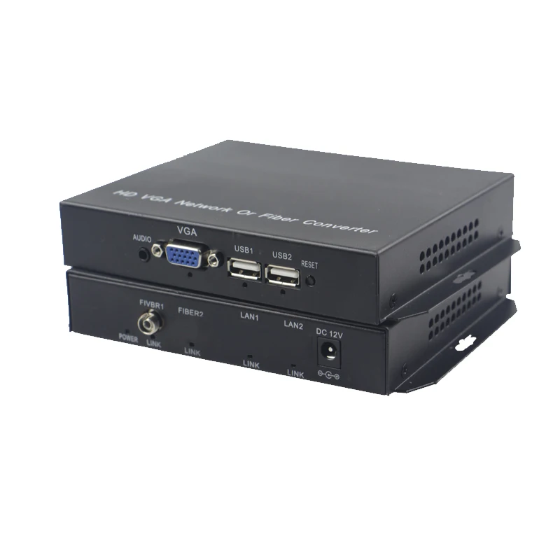 

High Quality VGA KVM Extender Optical fiber converters with Stereo 3.5mm Audio 1080P and 2 USB ,FC Singlemode 20Km