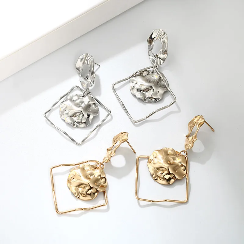 

Irregular Hollow Geometric Earrings Simple Metal Drop Earrings Bohemian Indian Jewelry Silver Gold Earrings For Women Brincos