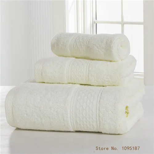 Набор полотенец-(полотенце для ванной+ полотенце для мытья+ полотенце для рук) хлопковая махровая ткань 3 шт./компл. полотенце для ванной полотенце для рук cerchief подарочный набор полотенец sets49 - Цвет: Cream