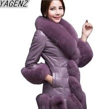 Зимнее меховое пальто, женская утепленная куртка из искусственной кожи, пальто из искусственного лисьего меха, женский длинный Тренч, Женское пальто из искусственного меха, пальто