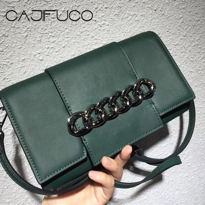CAJIFUCO Vintage Gift Women Metal Chain Flap Bag Genuine Leather Chain Clutch Crossbody Bag Rock Chain Strap Bag Bolsa Feminina CAJIFUCO Vintage Gift Women Metal Chain Flap Bag Genuine Leather Chain Clutch Crossbody Bag Rock Chain Strap Bag Bolsa Feminina