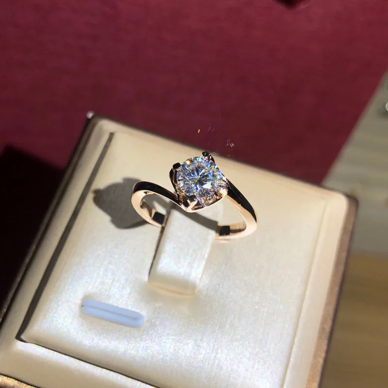 

100% 18K 750Au Gold Moissanite Diamond Ring Wedding ring D color VVS With national certificate MO-H10032