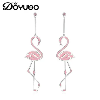 

DOYUBO Brand Lovely Design Pink Enamel Flamingo Drp Earrings For Women High Quality Girl Party Copper Earrings Accessories EA005
