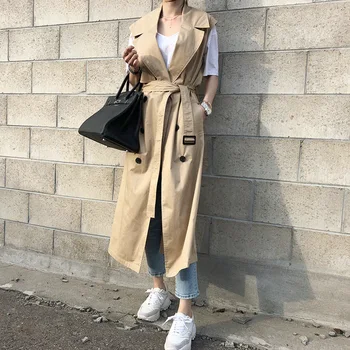 

SuperAen Korean Style Sleeveless Trench Coat for Women Wild Cotton 2019 Spring and Autumn New Ladies Windbreaker Fashion