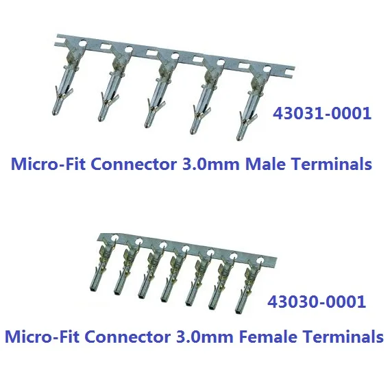 

100 pcs Micro-Fit 3.0 mm connector Female Terminal Pins 43030-0001 / Male Terminal Pins 43031-0001