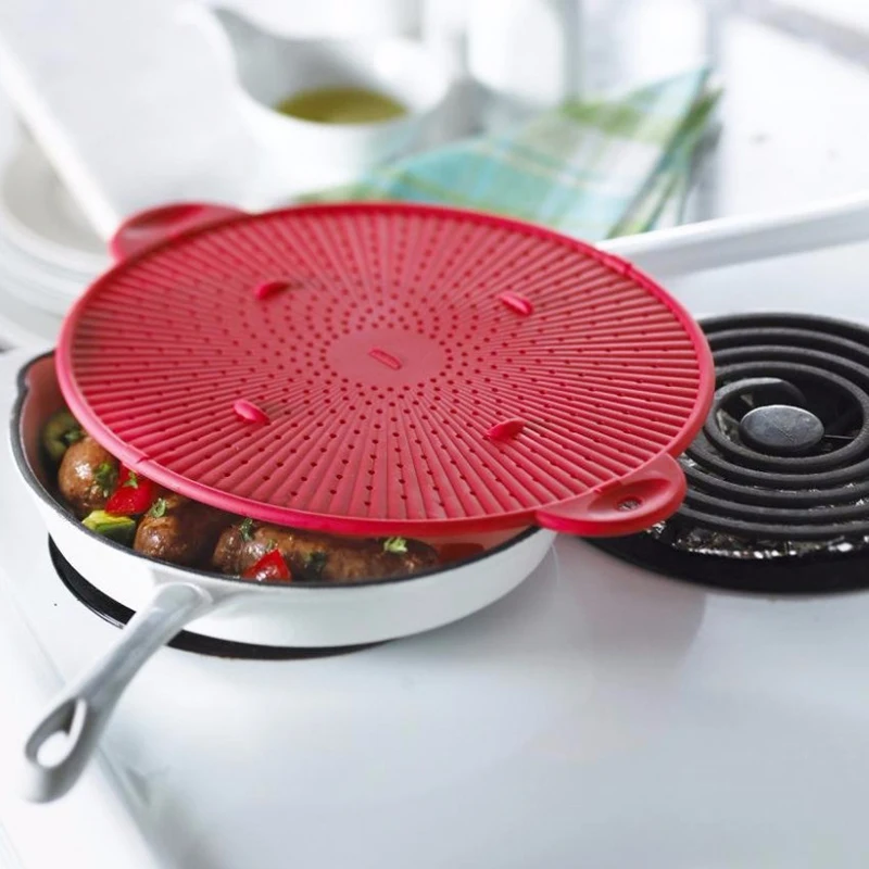 

3 in 1 Multifunction Cookware Silicone Pad Splatter Guard Screen Pan Skillet Cover lid Spill Stopper Pot Screen Strainer