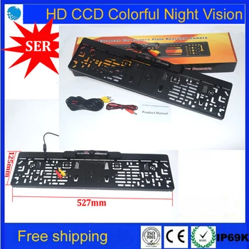 

Free Ship HD CCD Wide 170 degree View Angle EU European Car License Plate Frame Parking Reversing Camera Night Vision Waterproof