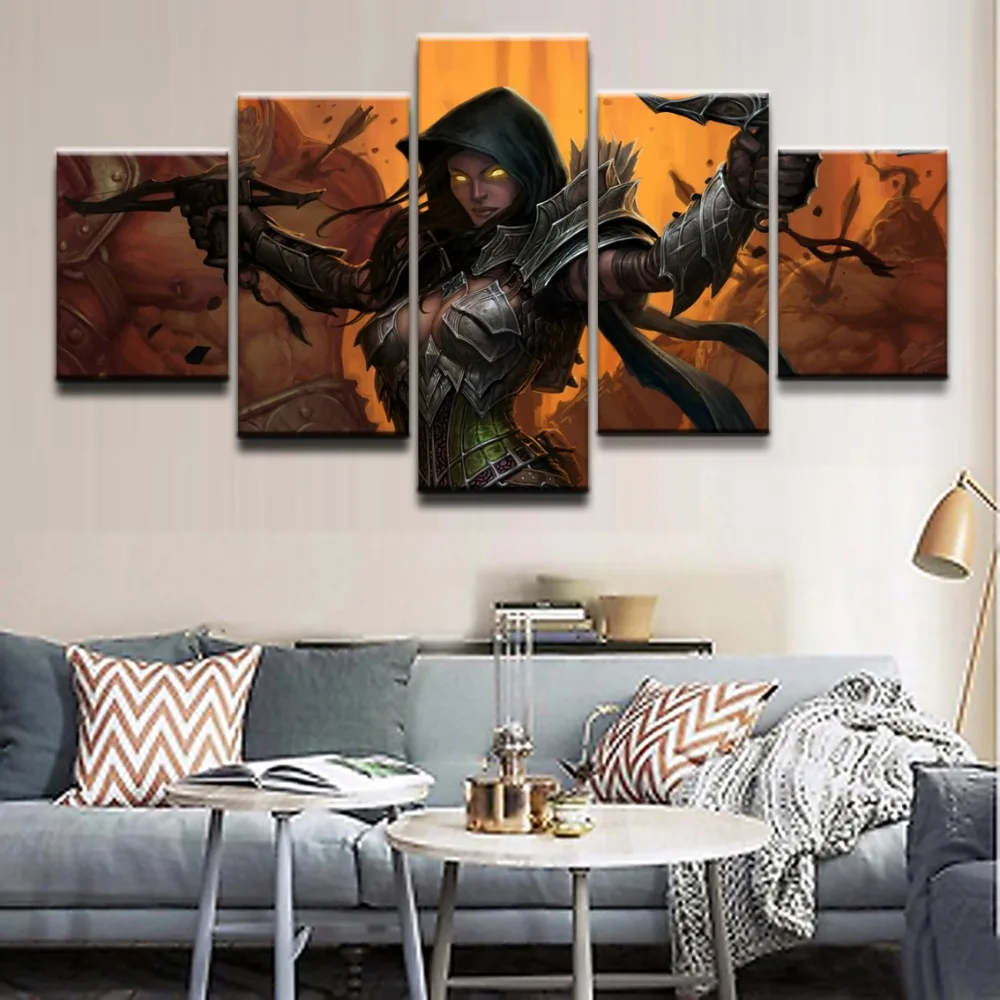 

Demon Hunter Diablo III Game Painting Canvas Wall Art HD Print Home Decor 5 Piece Canvas Wall Art For Living Room Painting