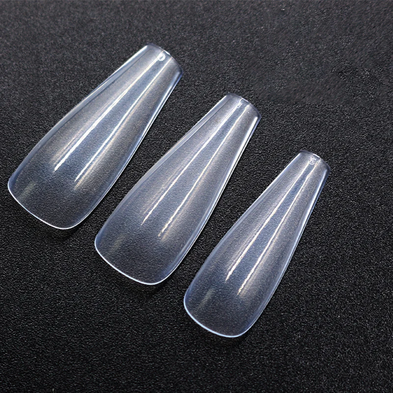 500pcs Nail Art Tips Long Ballerina False Nails Clear Coffin Shaped Fake Nail Finger Beauty Nail Tools UV Gel Salon Acrylic New