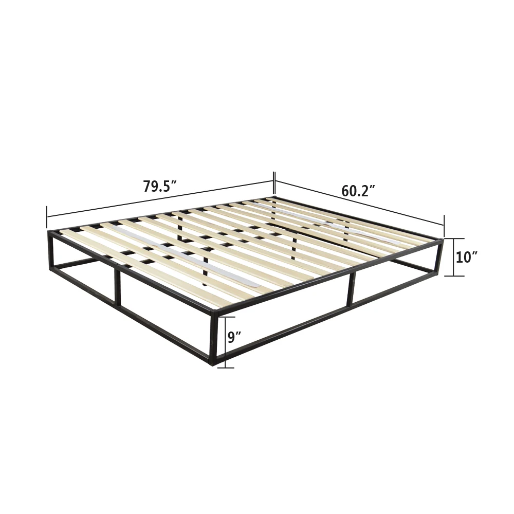 Queen Size Simple Basic Metal Bed Frame with Wooden Slat Dropshipping Queen Size Simple Basic Metal Bed Frame with Wooden Slat Dropshipping