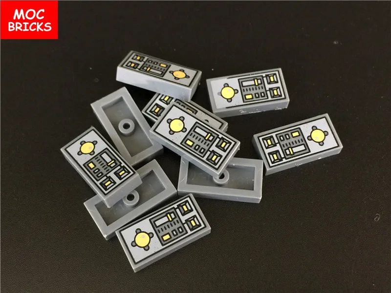 

10pcs/lot Decorated Tile 1 x 2 with Vehicle Control Panel Pattern fit with 3069bpc1 DIYbuilding block bricks kids toys gifts