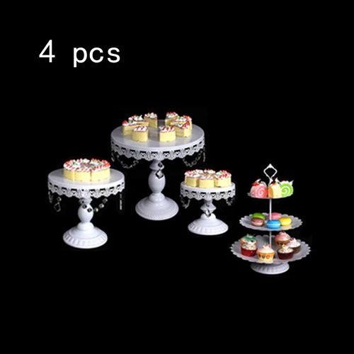 4pcs white Кристалл металла стоячий держатель торта 4-16 шт./компл. кекс сервировочная стойка дисплей стойки День рождения Свадебные украшения золото/Белый - Цвет: 4pcs white