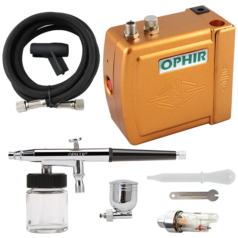 OPHIR DC 12V Airbrush Compressor Set 0.3mm Dual Action Airbrush Kit with Air Compressor Makeup Nail Art Paint_AC003+AC005+AC011 OPHIR DC 12V Airbrush Compressor Set 0.3mm Dual Action Airbrush Kit with Air Compressor Makeup Nail Art Paint_AC003+AC005+AC011