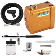 OPHIR Free Shipping New DC 12V 0.3mm Dual Action Golden Airbrush Kit Air Compressor Nail Art Makeup #AC003G+AC005+AC011 OPHIR Free Shipping New DC 12V 0.3mm Dual Action Golden Airbrush Kit Air Compressor Nail Art Makeup #AC003G+AC005+AC011