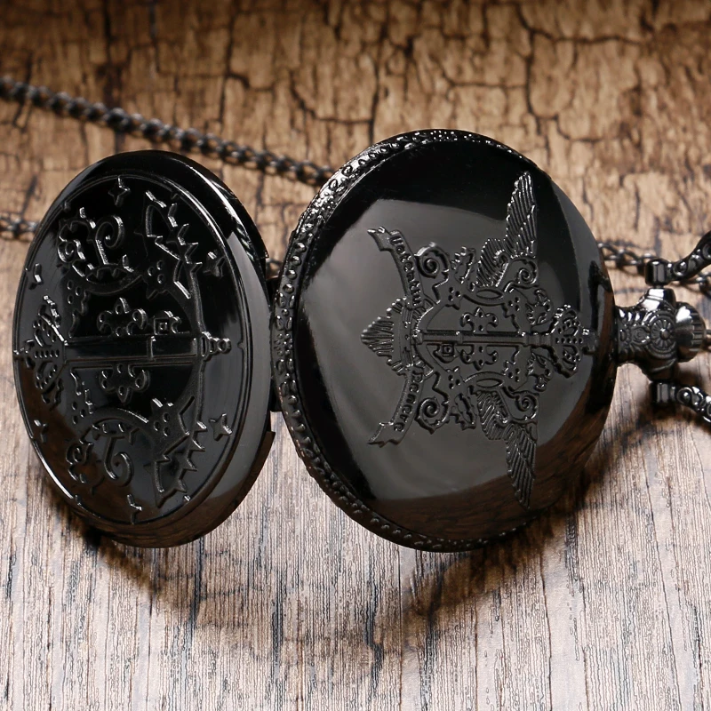 Retro Jewelry Fashion Japanese Kuroshitsuji Black Butler Sebastian Theme Pocket Watch With Necklace Chain Men Children Gift 2018 (5)