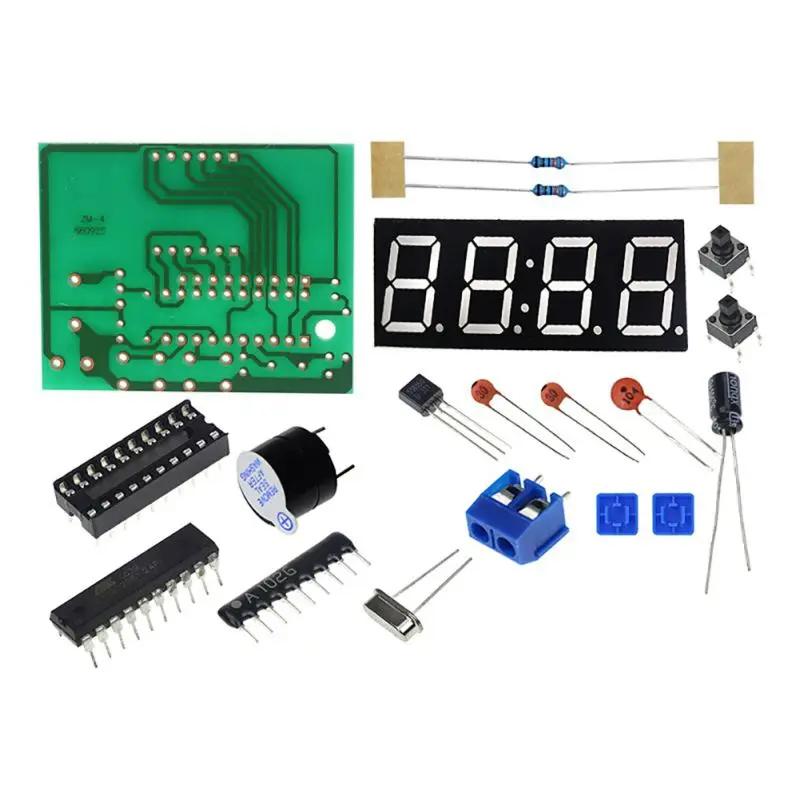 

DIY Kit Compact 4-digit Digital Clock Microcontroller Time Display DIY LED Electronic Production Kit Parts Clock