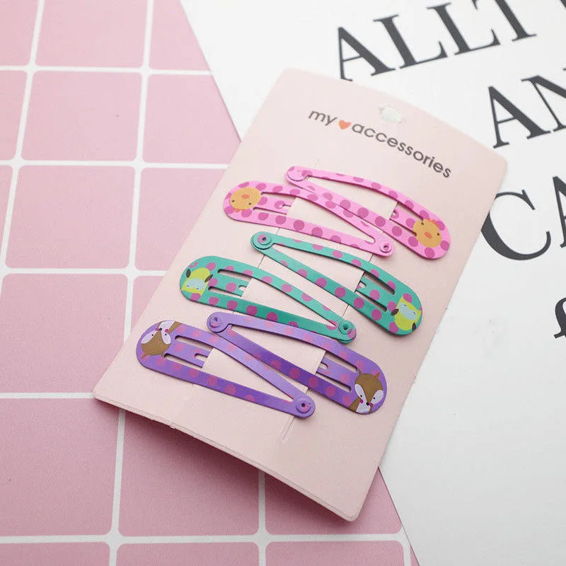 6 Pcs/SetHairpins Hair Clips for Children Girls Hair Accessories Baby Cute Hair Clip Pins Cat Color Metal Printed Snap Barrette