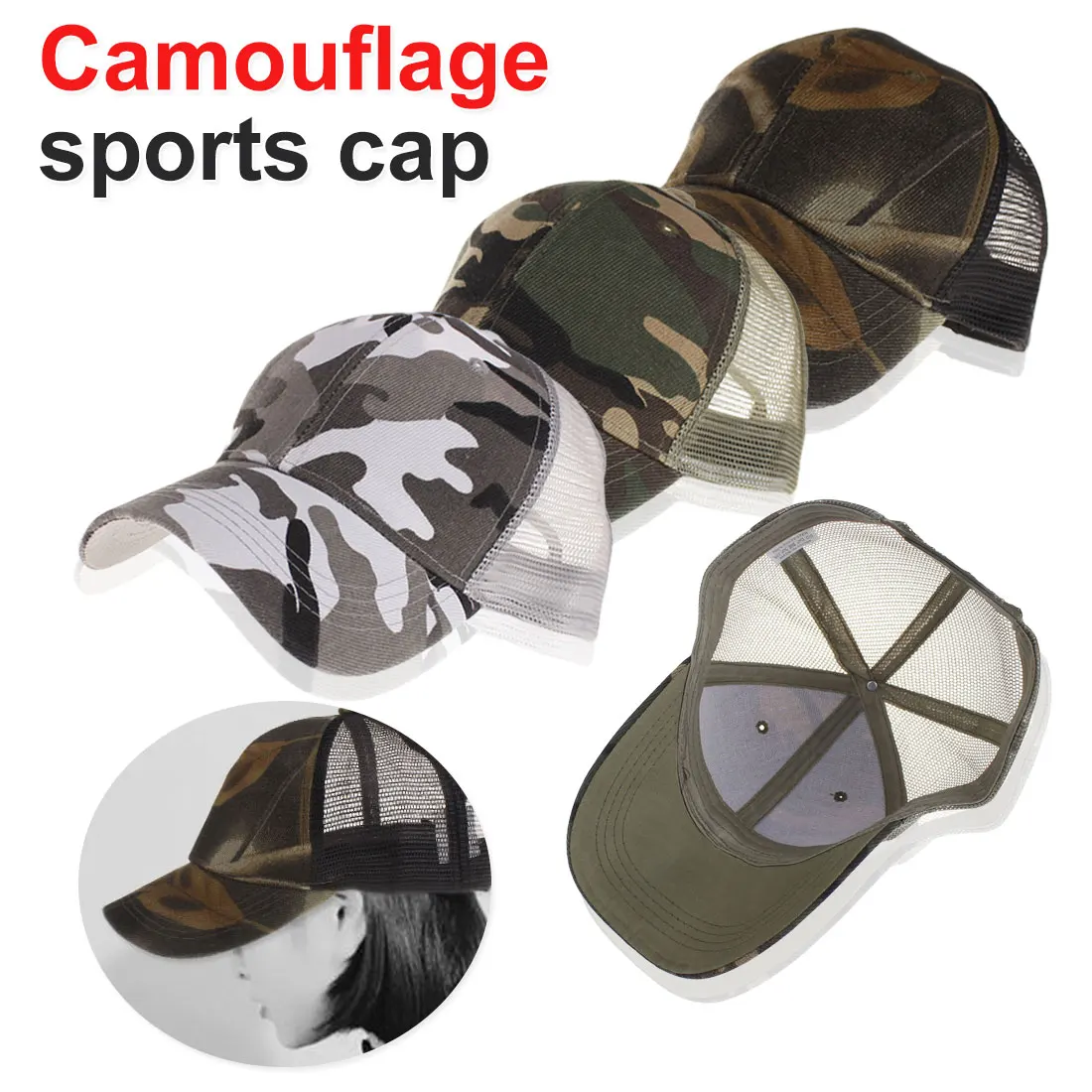 

New Summer Camouflage Cap Men Women Mesh Hats Casual Hats Hip Hop Cotton Blend Baseball Caps Adjustable Accessories Leisure Cap