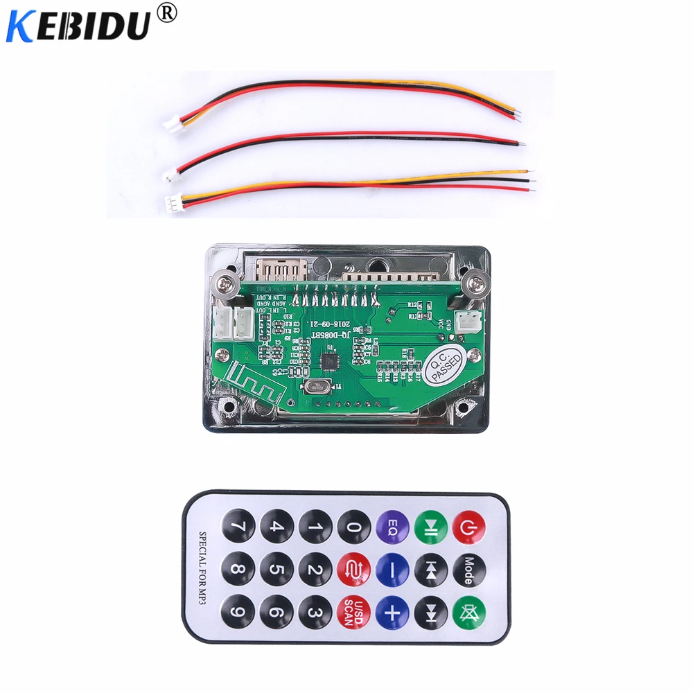 

KEBIDU Car USB MP3 Player Integrated Bluetooth Hands-free MP3 Decoder Board Module Remote Control USB FM Aux Radio