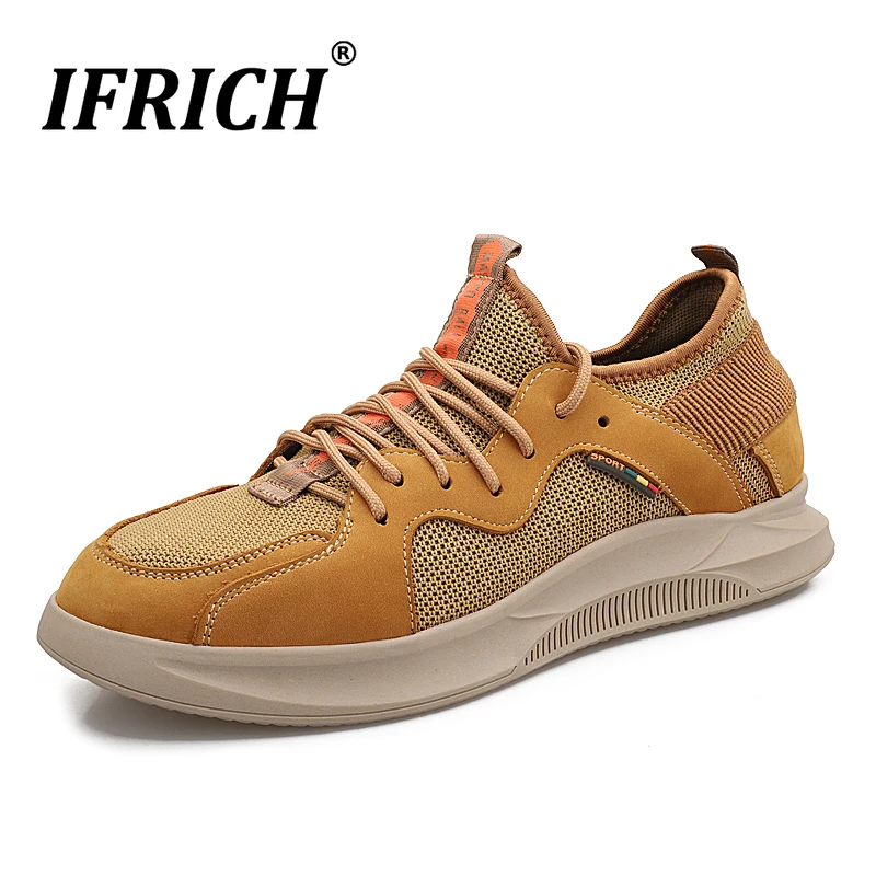 

2019 Spring/Autumn Youth Fashion Men Shoes Hidden Heel Mens Walking Shoes Genuine Leather Mesh Brand Men Shoes Designer Sneakers