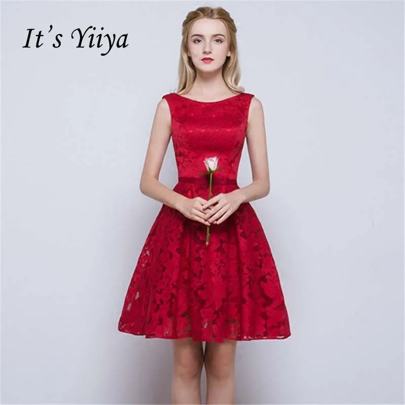 Buy It's YiiYa New Red O neck Sleeveless Draped Simple