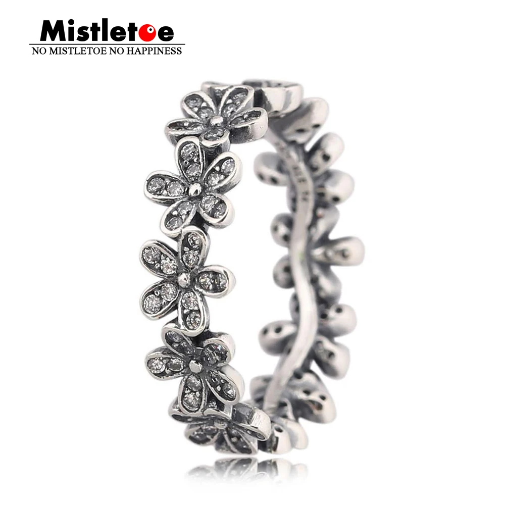 

100% 925 sterling Silver Dazzling Daisy Meadow, Clear CZ Ring Compatible with European Jewelry
