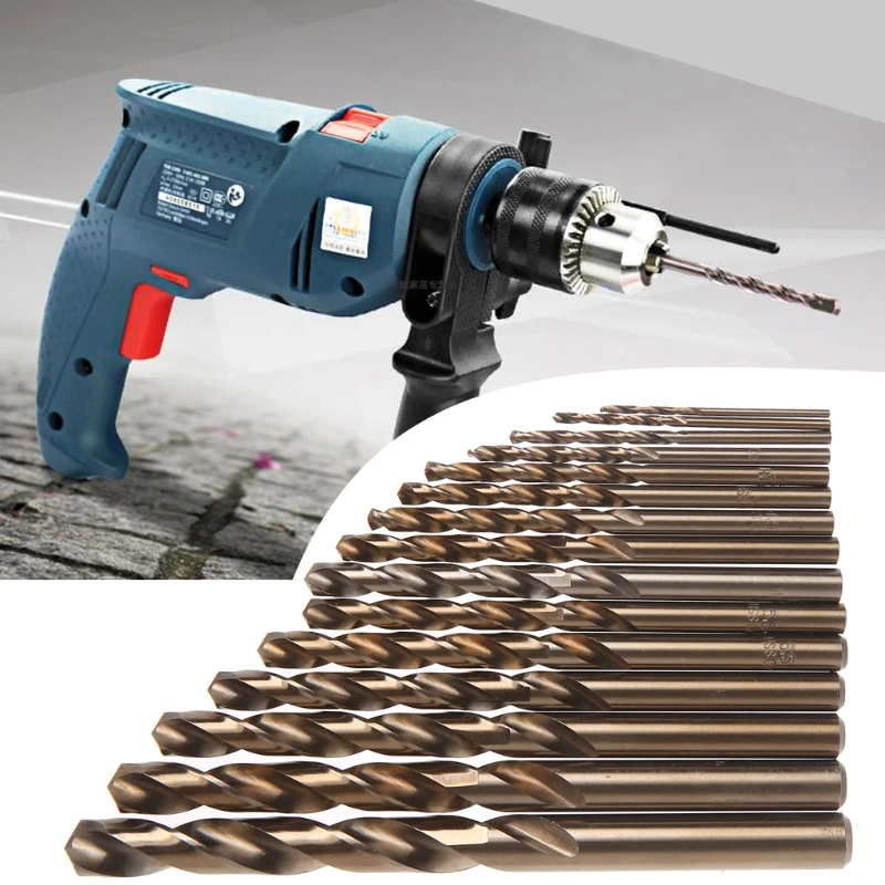 15Pcs High Speed Steel M35 HSS Cobalt Twist Drill Bit Set 1.5-10mm Power Tools