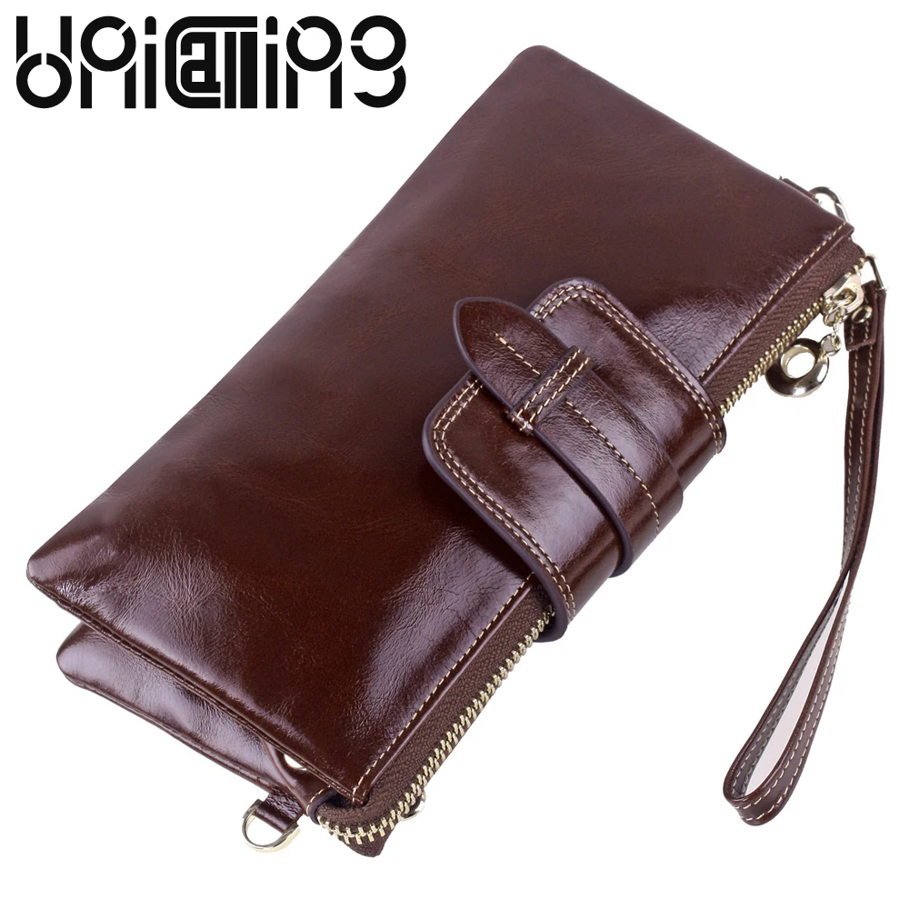 

New style Genuine Leather Women Wallets Long Multifunctional Large Capacity wallet chain messenger bag Solid color women purse