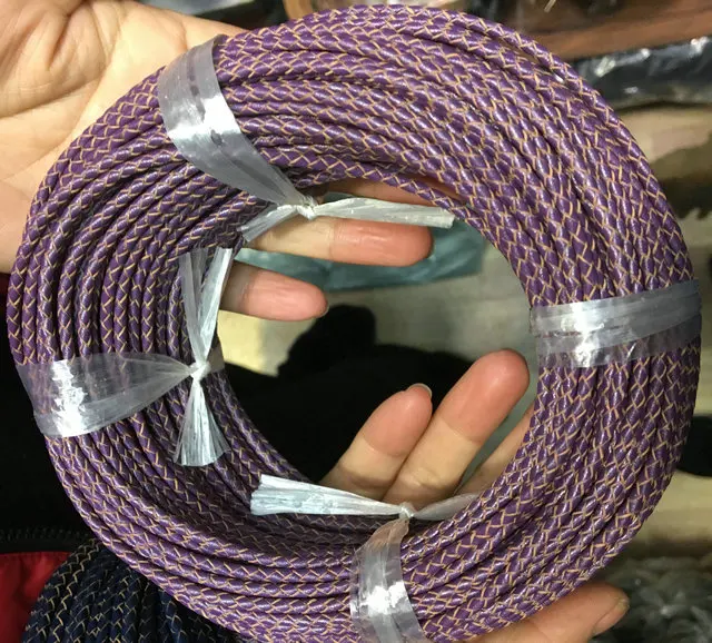 Плетеный кожаный плетеный шнур круглая лента из натуральной кожи для ожерелья браслет 3 мм - Цвет: Purple