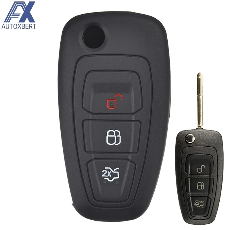 

AX 3 Button Silicone For Ford Ranger C-Max S-Max Focus Galaxy Mondeo Transit Tourneo Custom Car Remote Key Fob Shell Cover Case