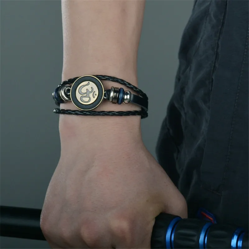 XIAONIANSHI роскошный бренд Ом кожаный браслет мужские ювелирные изделия Регулируемые браслеты для женщин Подарки Оптом