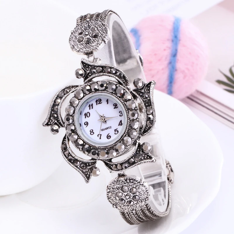 Shsby, Женские Ювелирные Часы, повседневные кварцевые часы-браслет, женские Цветочные Стразы, женские роскошные часы с кристаллами, наручные часы