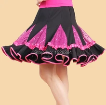 New Discount Adult Red Green Rose Red Shiny Sequin Latin Skirt Women Standard Ballroom Dance Dress LAT14