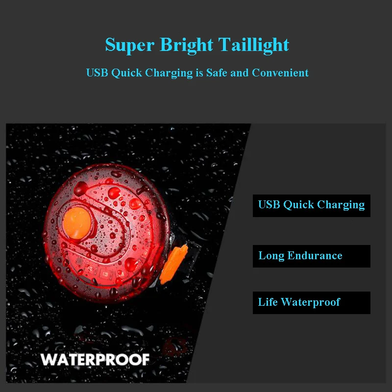 Sale FTW Bike Taillight USB Rechargeable Bicycle Tail Rear Back Light Waterproof Night Cycling Riding Safety Warning LED Lamp TL2471 3