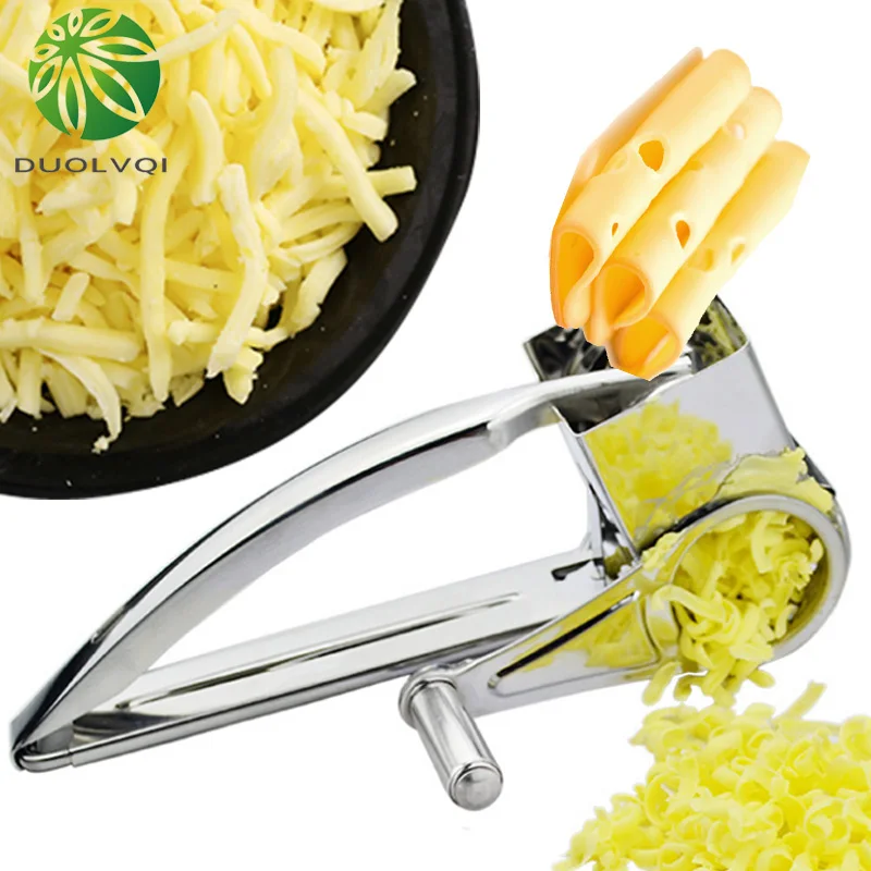 

Duolvqi 4 Drums Blades Rotary Cheese Grater Stainless Steel Cheese Slicer Shredder Butter Cutter Kitchen Gadgets