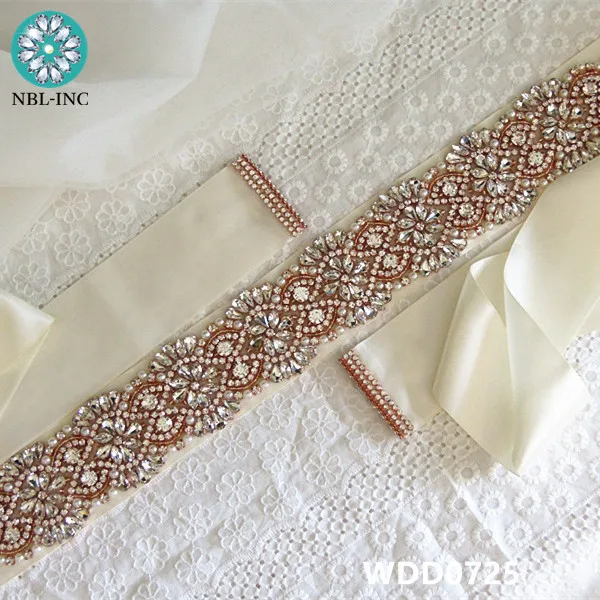 

(1 PIECE)Handmade beaded bridal wedding sash crystal rhinestone appliques for wedding evening dress belt WDD0725