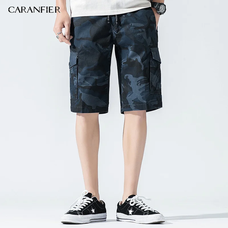 Grey CARANFIER мужские летние хлопковые повседневные модные камуфляжные шорты спортивные штаны высокого качества пляжные брюки плюс размер M-4XL - Цвет: Grey