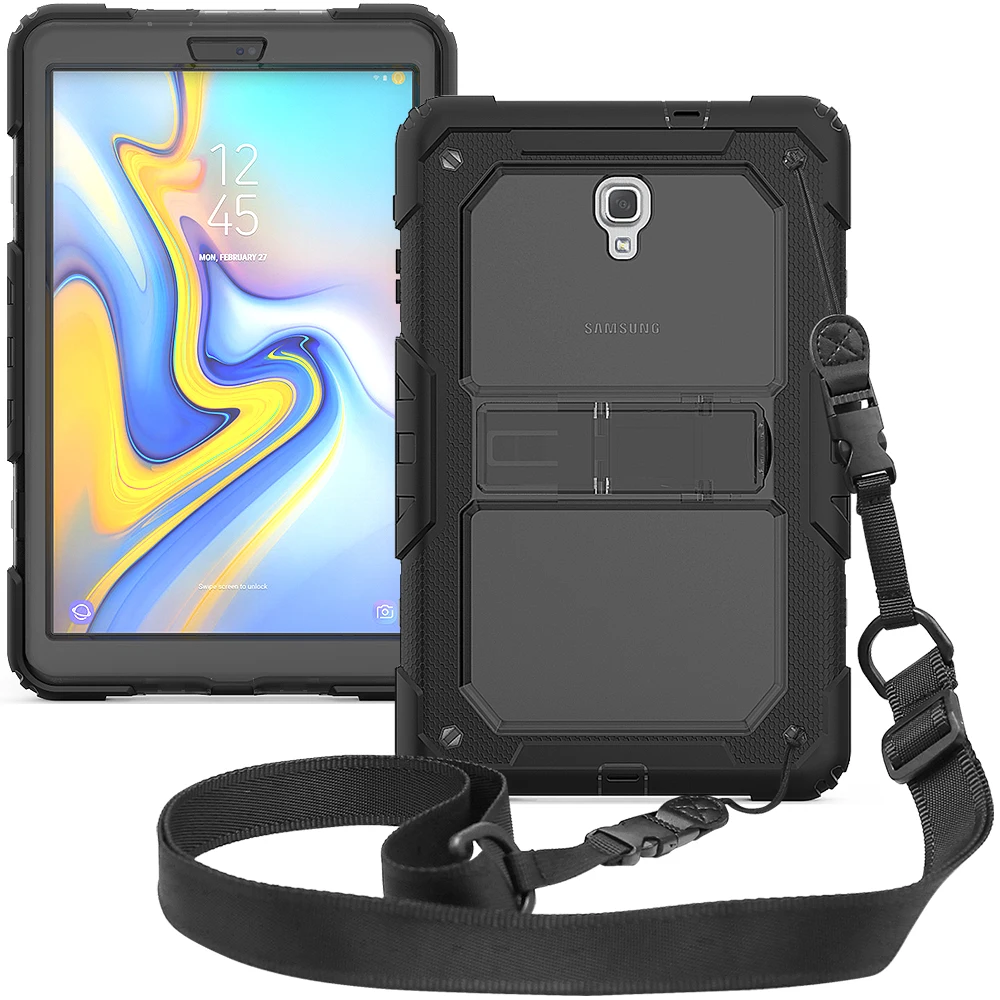 Кремния + PC Combo + ремень Tablet Case для Samsung Galaxy Tab A A2 10,5 "2018 T590 T595 Дети дети Безопасный Drop Сопротивление Крышка